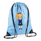 Personalised Kids String Bag with Custom Name School Girl Design