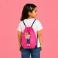 Personalised Kids String Bag with Custom Name School Girl Design
