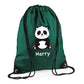 Personalised Panda Kids String Bag with Custom Name