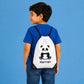 Personalised Panda Kids String Bag with Custom Name