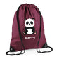 Personalised Panda Kids String Bag with Custom Name