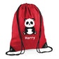 Personalised Panda Kids String Bag with Custom Name