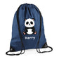 Personalised Panda Kids String Bag with Custom Name