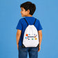 Personalised Space Rocket Kids String Bag with Custom Name
