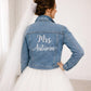 Personalised Bridal Denim Jacket Custom Embroidered Mrs