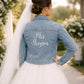 Personalised Bridal Denim Jacket Custom Embroidered Mrs