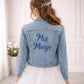 Personalised Bridal Denim Jacket Custom Embroidered Mrs