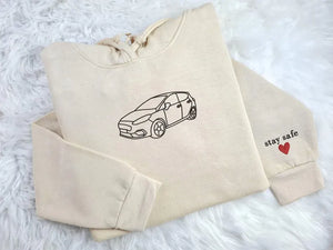 Personalised Car Portrait Embroidered Hoodie Custom