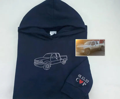 Personalised Car Portrait Embroidered Hoodie Custom