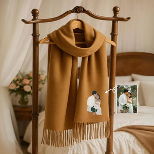 Personalised Couple Portrait Embroidered Winter Scarf