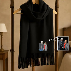 Personalised Couple Portrait Embroidered Winter Scarf