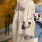 Personalised Couple Portrait Embroidered Winter Scarf