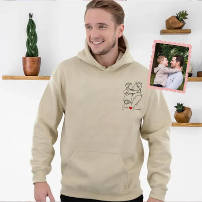 Personalised Dad Portrait Hoodie with Kids Names