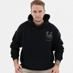 Personalised Dad Portrait Hoodie with Kids Names