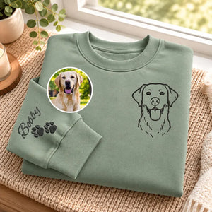 Personalized Dog Face Photo Sweatshirt | Custom Embroidered Pet Portrait Sweater