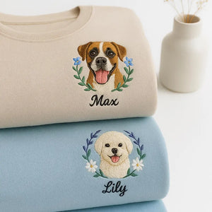 Custom Embroidered Dog Face Sweatshirt | Personalised Pet Lover Sweater