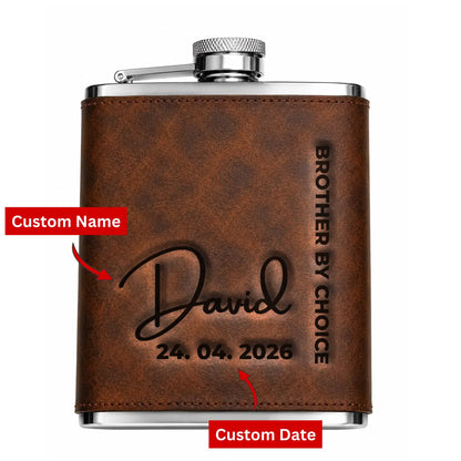 Personalised Engraved Leather Hip Flask for Men - Gift