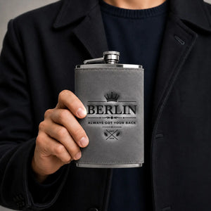 Personalised Engraved Stainless Steel Leather Hip Flask Gift