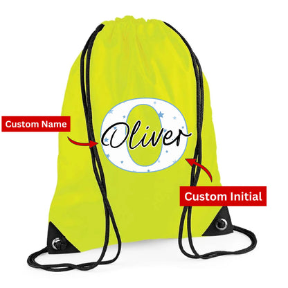 Personalised String Bag with Custom Initial & Name