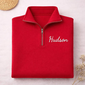Custom Text Quarter Zip Sweatshirt | Personalized University Logo Embroidered Pullover