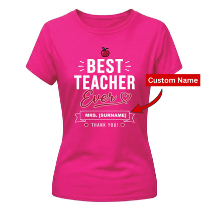 Personalised Best Ever Thank You Teacher Ladies Fit T-Shirt