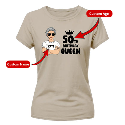 Personalised Birthday Queen Graphic Ladies Fit t-shirt