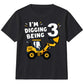 Personalised Kids Birthday T Shirt Digger Birthday Outfit Construction Truck Custom Name Unisex Kids Tee