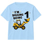 Personalised Kids Birthday T Shirt Digger Birthday Outfit Construction Truck Custom Name Unisex Kids Tee