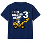 Personalised Kids Birthday T Shirt Digger Birthday Outfit Construction Truck Custom Name Unisex Kids Tee
