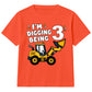 Personalised Kids Birthday T Shirt Digger Birthday Outfit Construction Truck Custom Name Unisex Kids Tee