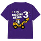 Personalised Kids Birthday T Shirt Digger Birthday Outfit Construction Truck Custom Name Unisex Kids Tee