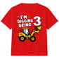 Personalised Kids Birthday T Shirt Digger Birthday Outfit Construction Truck Custom Name Unisex Kids Tee