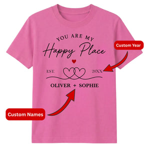 Personalised Happy Place For Him For Her Gifts Unisex T-Shirt