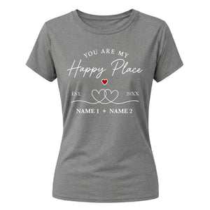 Personalised Happy Place For Him For Her Gifts Ladies Fit T-Shirt