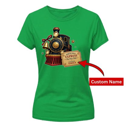 Personalised North Pole Express Christmas Ladies T-Shirt