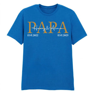 Personalised Papa Est Dad Gift Fathers Day Printed Unisex T-Shirt