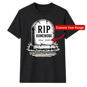 Personalised RIP Homework Funny School Leavers Unisex T-Shirt