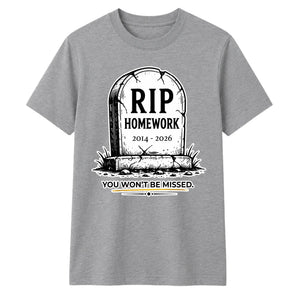 Personalised RIP Homework Funny School Leavers Unisex T-Shirt