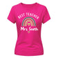Personalised Rainbow Gift Thank You Teacher Ladies Fit T-Shirt