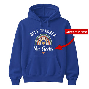 Personalised Rainbow Gift Thank You Teacher Unisex Hoodie