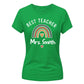 Personalised Rainbow Gift Thank You Teacher Ladies Fit T-Shirt