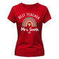 Personalised Rainbow Gift Thank You Teacher Ladies Fit T-Shirt