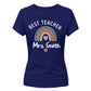 Personalised Rainbow Gift Thank You Teacher Ladies Fit T-Shirt