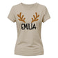 Personalised Reindeer Antlers Christmas Ladies T-Shirt