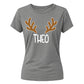 Personalised Reindeer Antlers Christmas Ladies T-Shirt