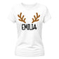 Personalised Reindeer Antlers Christmas Ladies T-Shirt