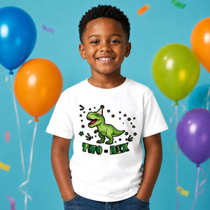 Personalised Kids Birthday T Shirt T Rex Dinosaur Birthday Party Outfit Custom Age Kids Tee