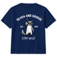 Personalised Kids Birthday T Shirt Stay Wild Raccoon Birthday Outfit Age Year Customisable Kids Tee