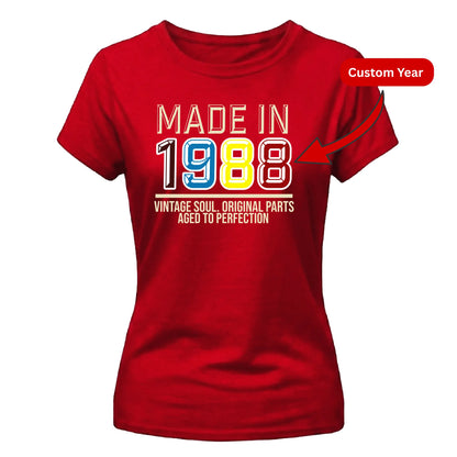 Personalised Year Vintage Birthday Ladies Fit t-shirt