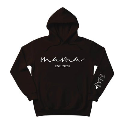 Mama Est year Kids Name Personalised Printed Mother Day Hoodie